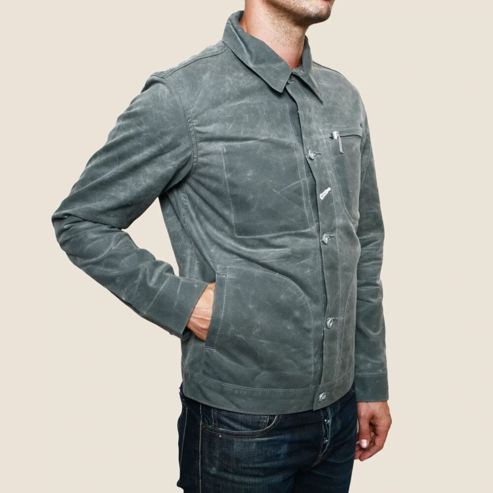 Rogue Territory RGT Supply Jacket Waxed Canvas Grey Ridgeline Button Chore Sz L